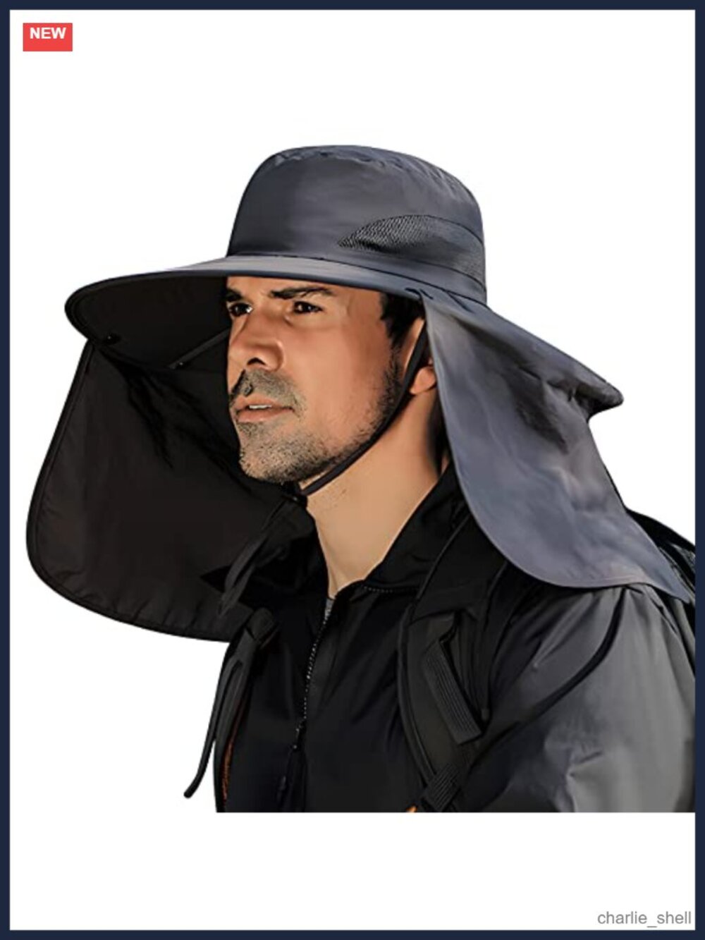 Waterproof Wide Brim Bucket Sun Hat Detachable Neck Flap UPF50+